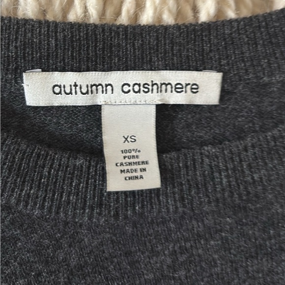 Autumn Cashmere 100% Cashmere Crewneck Long Sleeve Sweater Ruched Sleeves XS - Picture 3 of 4